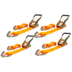 Satz aus vier UNITRAILER 2m/50mm/5t orangefarbenen Transportgurten mit Spanner