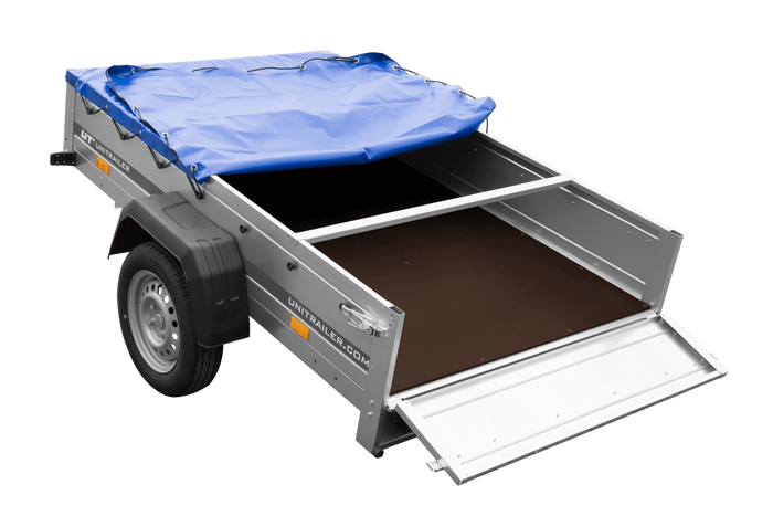 Leichter Anhänger 200x125 UNITRAILER GARDEN 201 KIPP mit blauer Plane