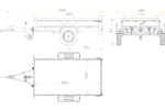 Autotransportanhänger 200x106 UNITRAILER GARDEN 200 KIPP mit BIS-Seitenwänden, H-0-Rahmen und blauer Plane