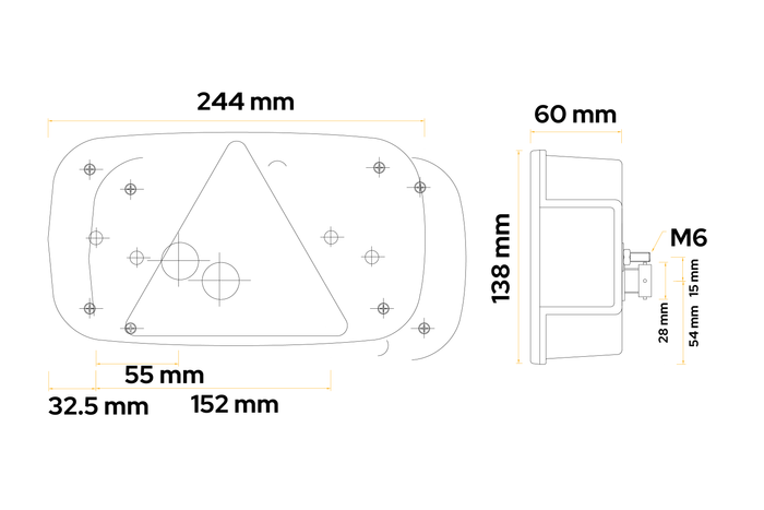 ASPÖCK Multipoint III Rücklicht-Bajonett 5-PIN 6 Funktionen rechts