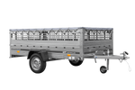 Leichter Anhänger auf Blattfedern 264x150 UNITRAILER GARDEN 265/R KIPP mit Gitterwänden, H-0 Rahmen und grauer Plane