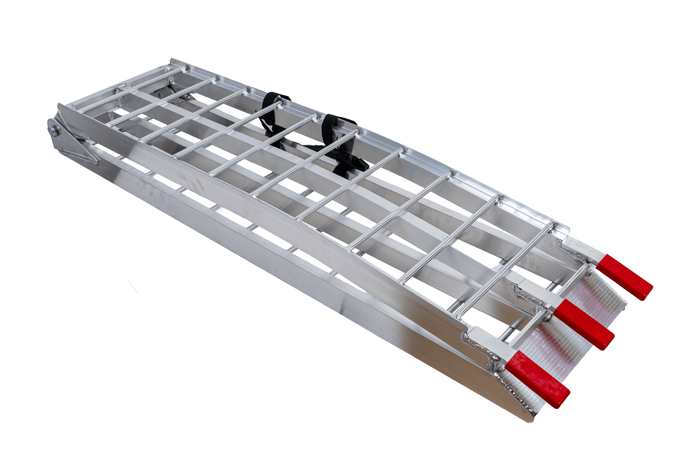UNITRAILER ALR002 faltbare Rampen aus Aluminium für Anhänger, 221 cm, 680 kg Tragkraft, mit Gurt, 2er-Set
