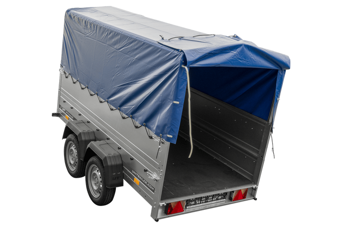 UNITRAILER GARDEN TRAILER 264/2 KIPP Doppelachsanhänger mit Stützrad, zusätzlichen Bordwänden, Spriegel und hoher Plane
