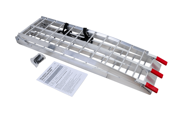 UNITRAILER ALR002 faltbare Rampen aus Aluminium für Anhänger, 221 cm, 680 kg Tragkraft, mit Gurt, 2er-Set