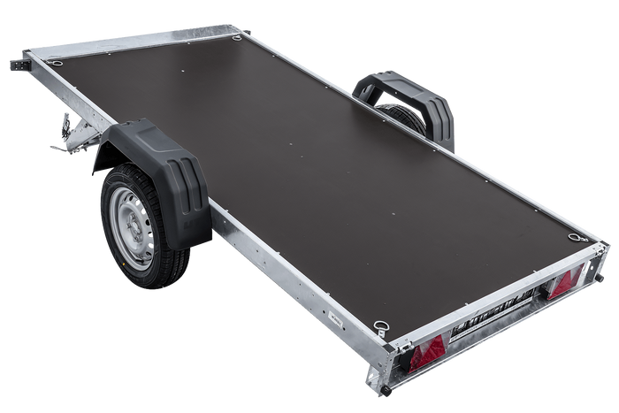 Einachsanhänger 264x125 UNITRAILER FORCE 264 KIPP mit Gitterwänden, H-0-Rahmen und blauer Plane