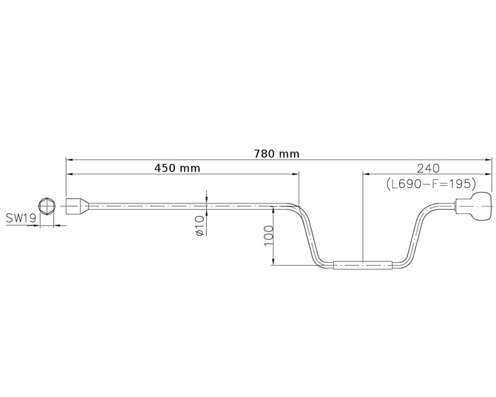 Kurbel für AL-KO 1213048 ausziehbare Stütze für 760 mm 19 mm Anhänger