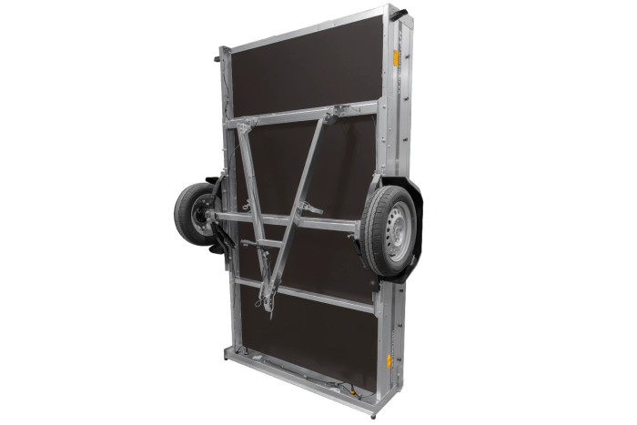 Einachsiger Anhänger auf Blattfedern 264x150 UNITRAILER GARDEN 265/R KIPP mit BIS-Seitenwänden, H-800-Rahmen und blauer Plane