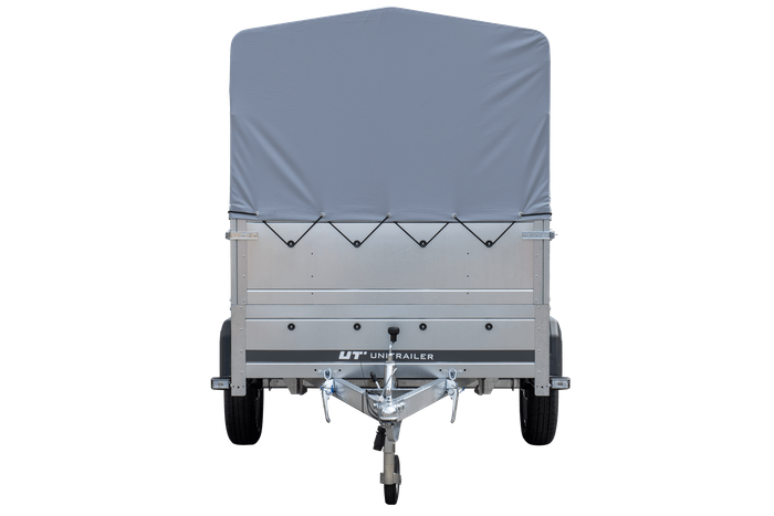 PKW-Anhänger 230x125 UNITRAILER GARDEN 230 KIPP mit Zusatzbordwänden und grauer Hochplane 80 cm