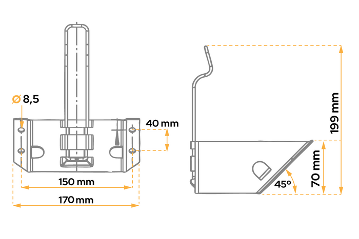 Unterlegkeil mit Montagehalterung AL-KO UK36 H:160mm