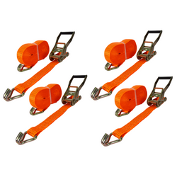 Satz aus vier UNITRAILER 12m/50mm/5t orangefarbenen Transportgurten mit Spannvorrichtung